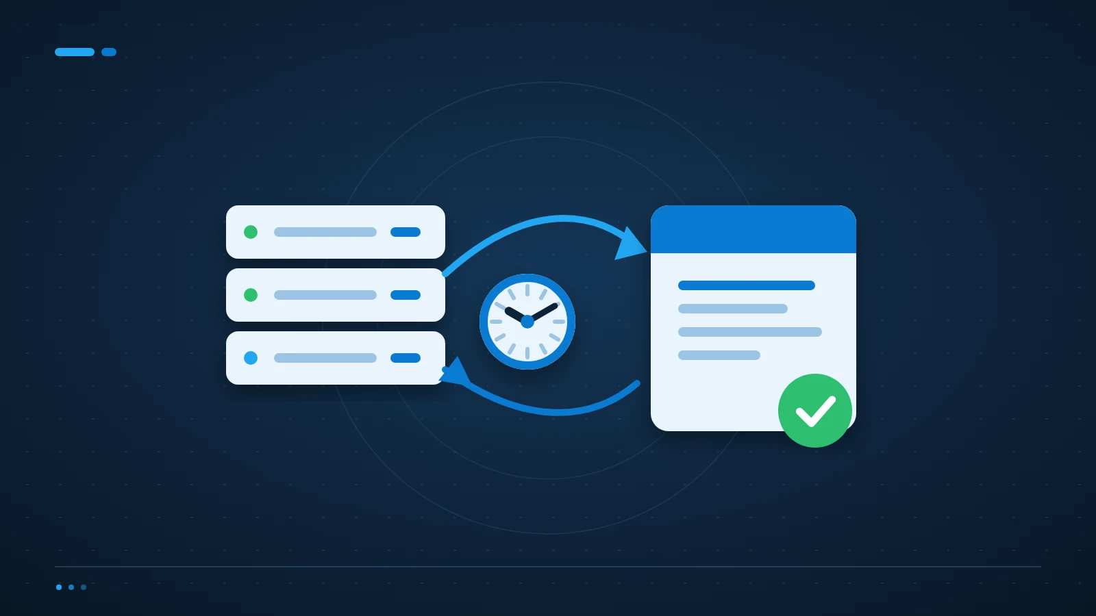 Illustratie van een backupserver die gegevens herstelt naar een geverifieerd document binnen een getimede hersteltest
